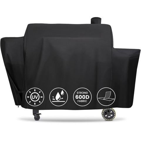 QuliMetal funda frente ajustada protegiendo parrilla Pit Boss contra lluvia