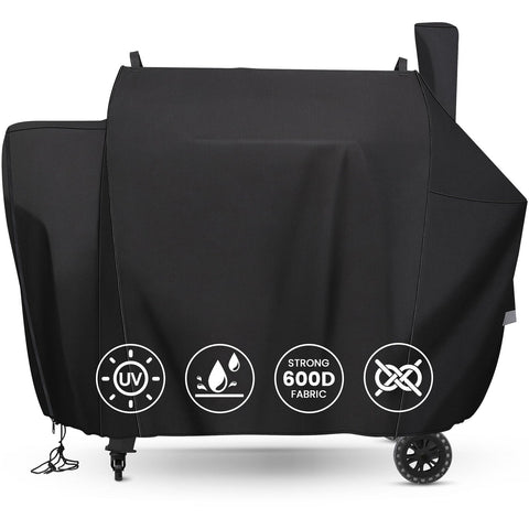 QuliMetal funda frontal cubriendo Pit Boss 1600, protección total contra lluvia