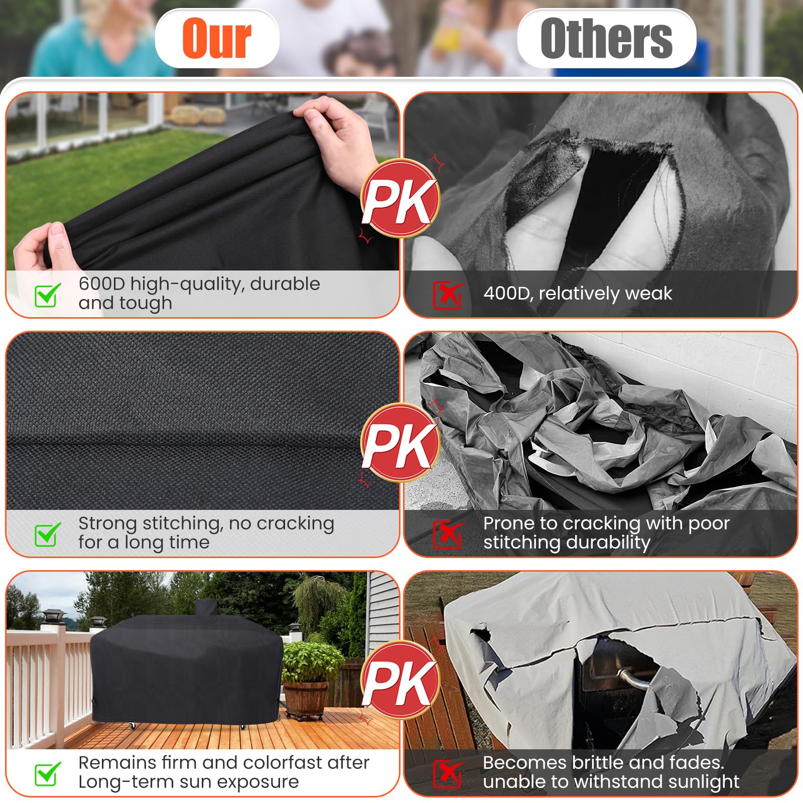 QuliMetal funda puesta en jardín protegiendo la parrilla exterior
