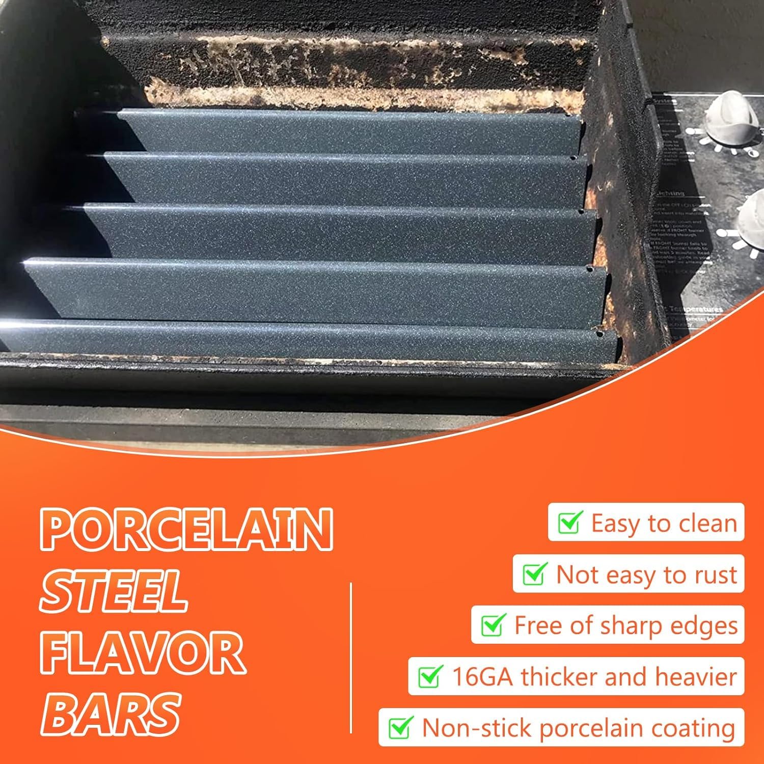 QuliMetal placas flavorizer instaladas sobre parrilla Weber, protección de quemadores