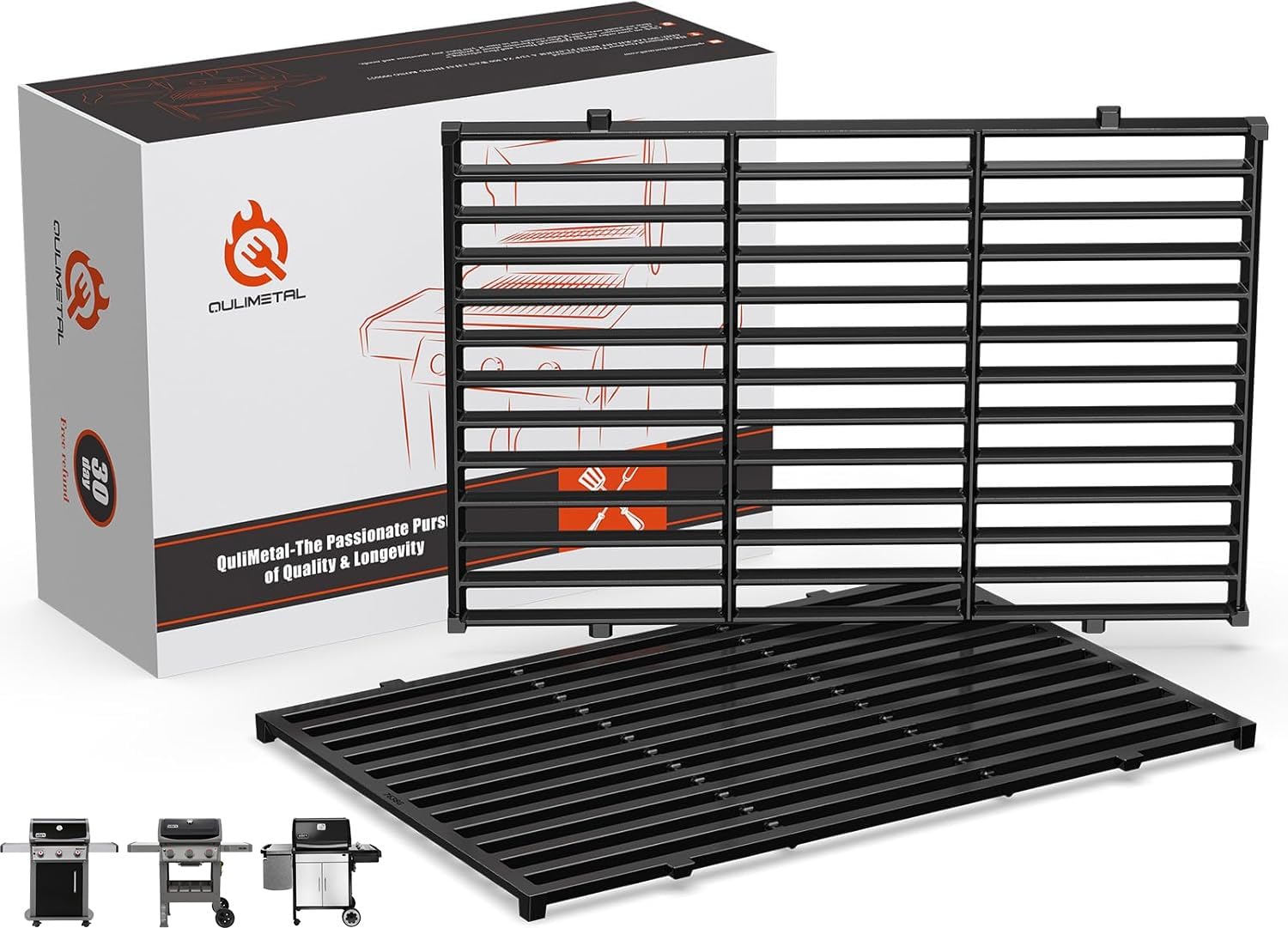 QuliMetal rejilla frontal encajada en Weber Spirit para ajuste seguro