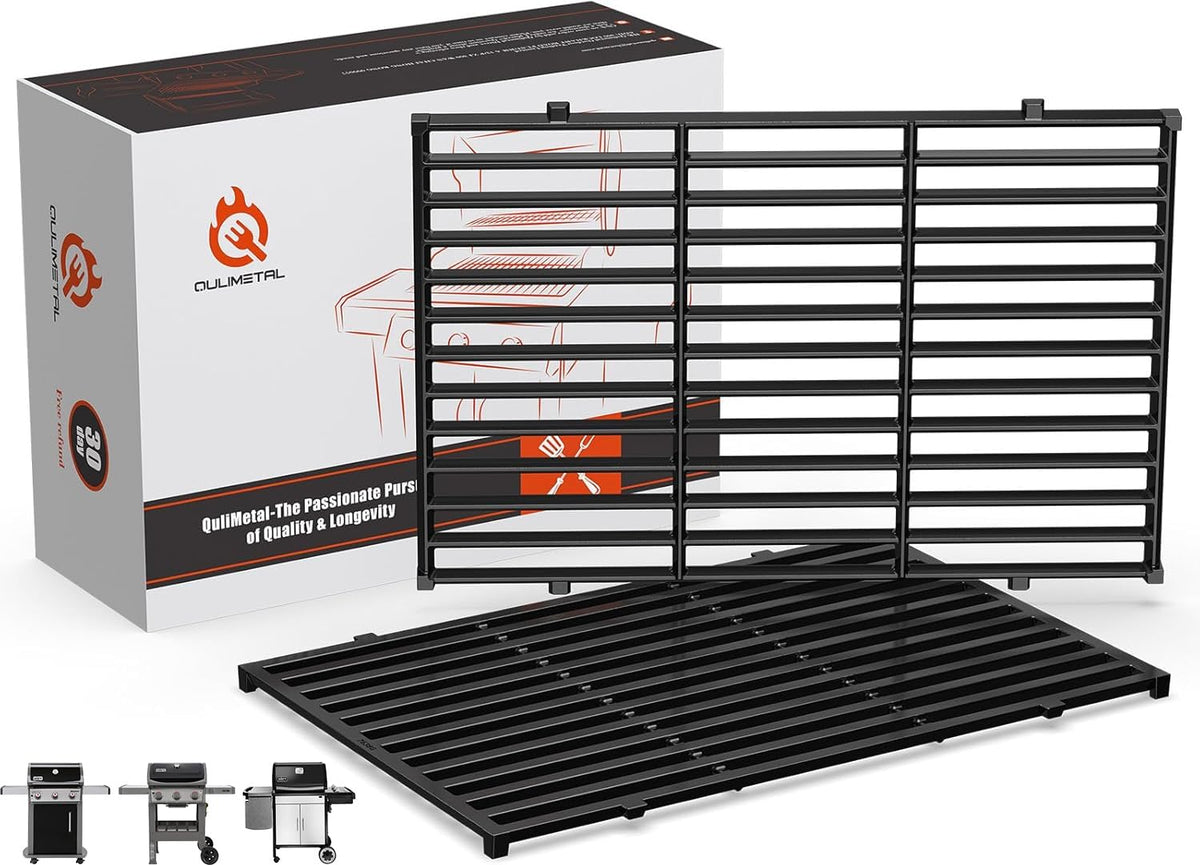 QuliMetal rejilla frontal encajada en Weber Spirit para ajuste seguro