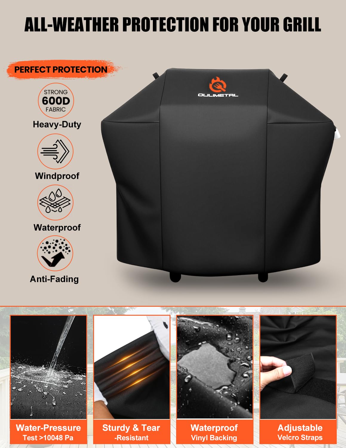 QuliMetal funda colocada sobre Weber Spirit demostrando ajuste seguro