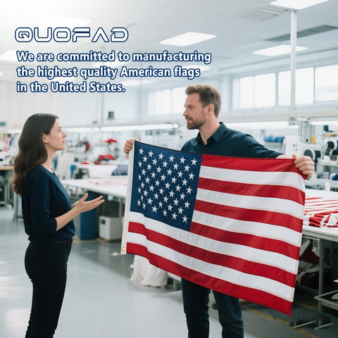 QUOFAD bandera ondeando en viento, diseñada para soportar ráfagas