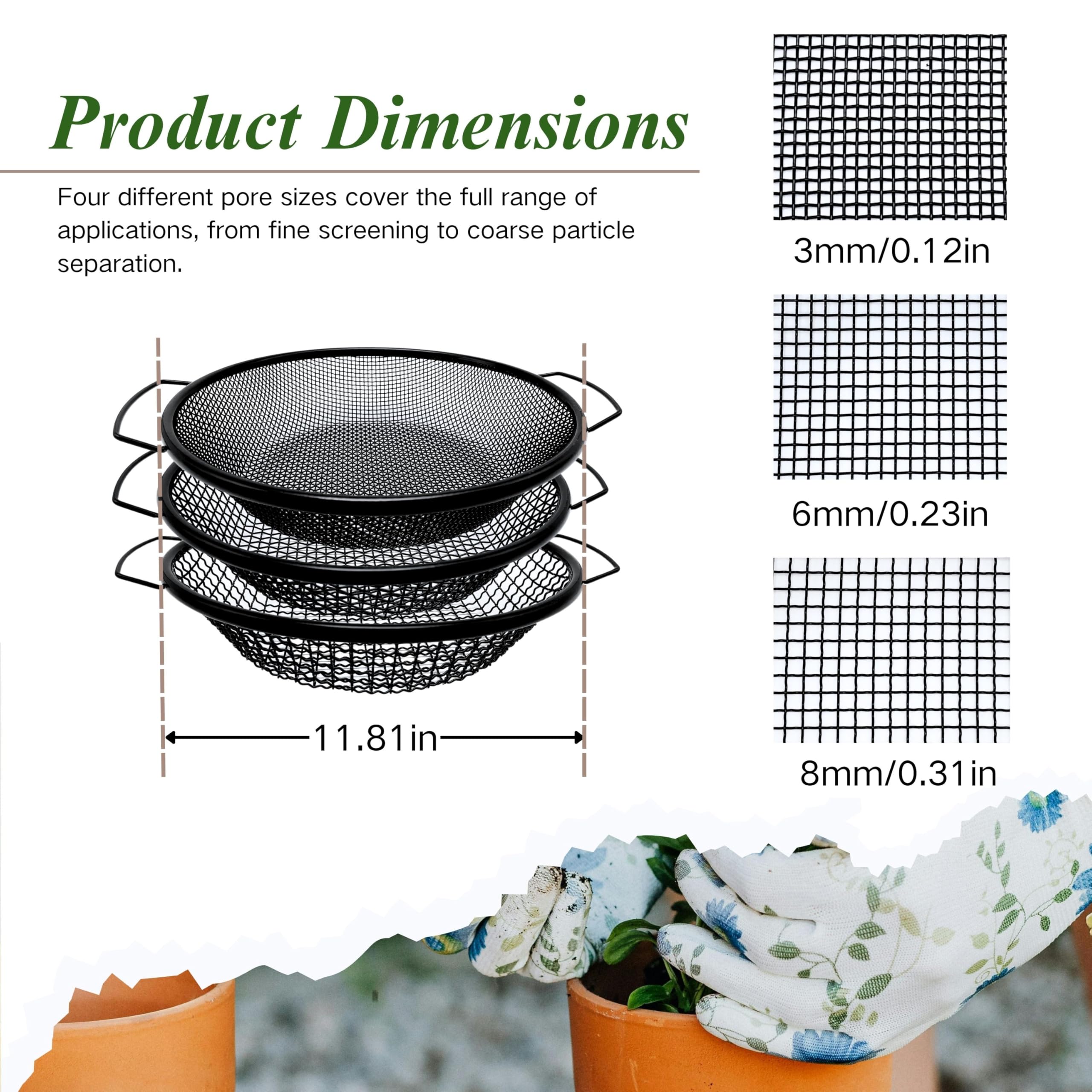 QUTIING malla 3 mm primer plano para compost fino y precisión