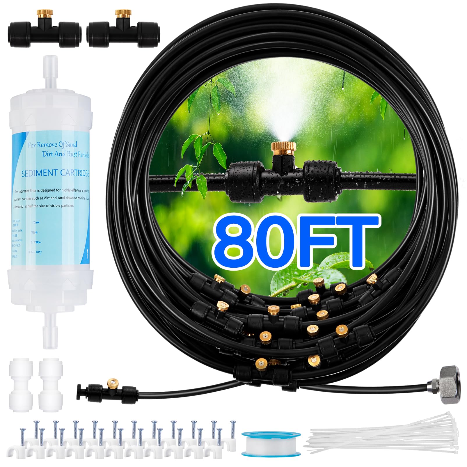 Rafow kit frontal del sistema nebulización mostrando componentes y beneficio refrescante