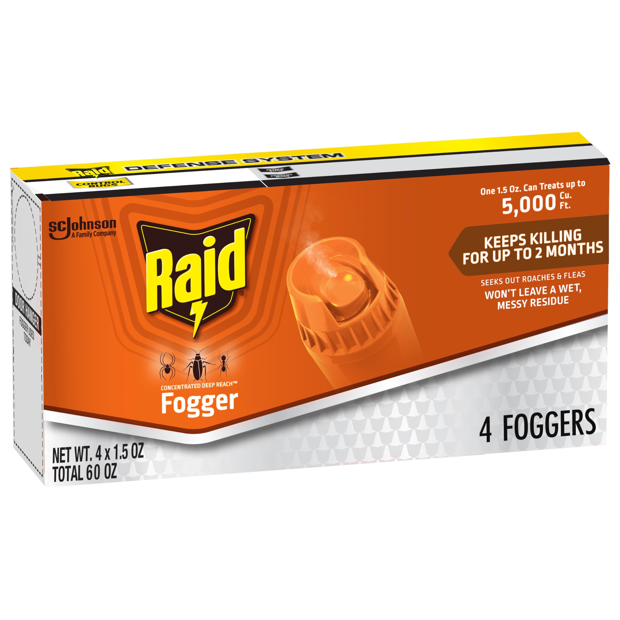 Raid vista frontal del empaque mostrando lata y marca, confianza en control
