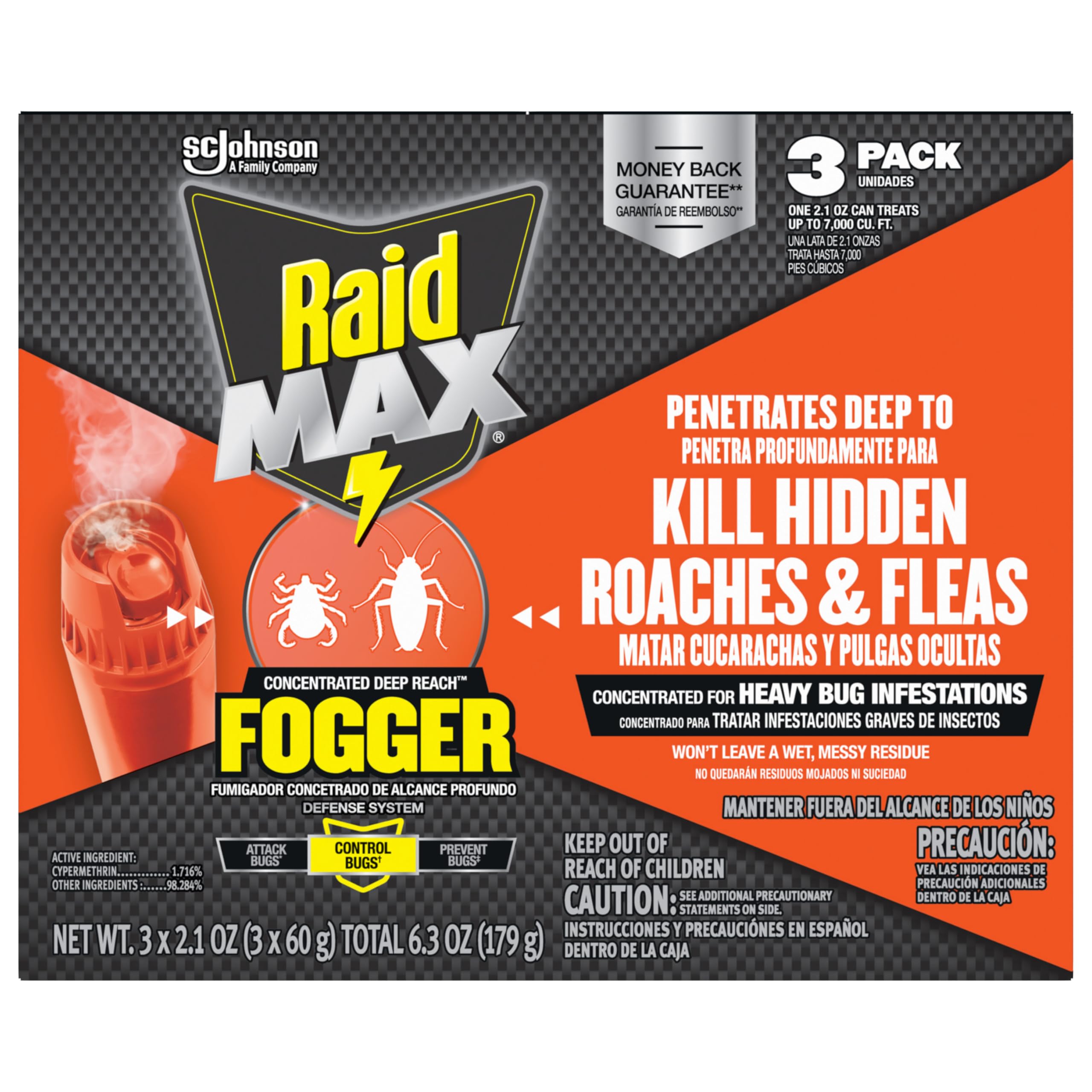 Raid empaque frontal mostrando envase y beneficios visibles