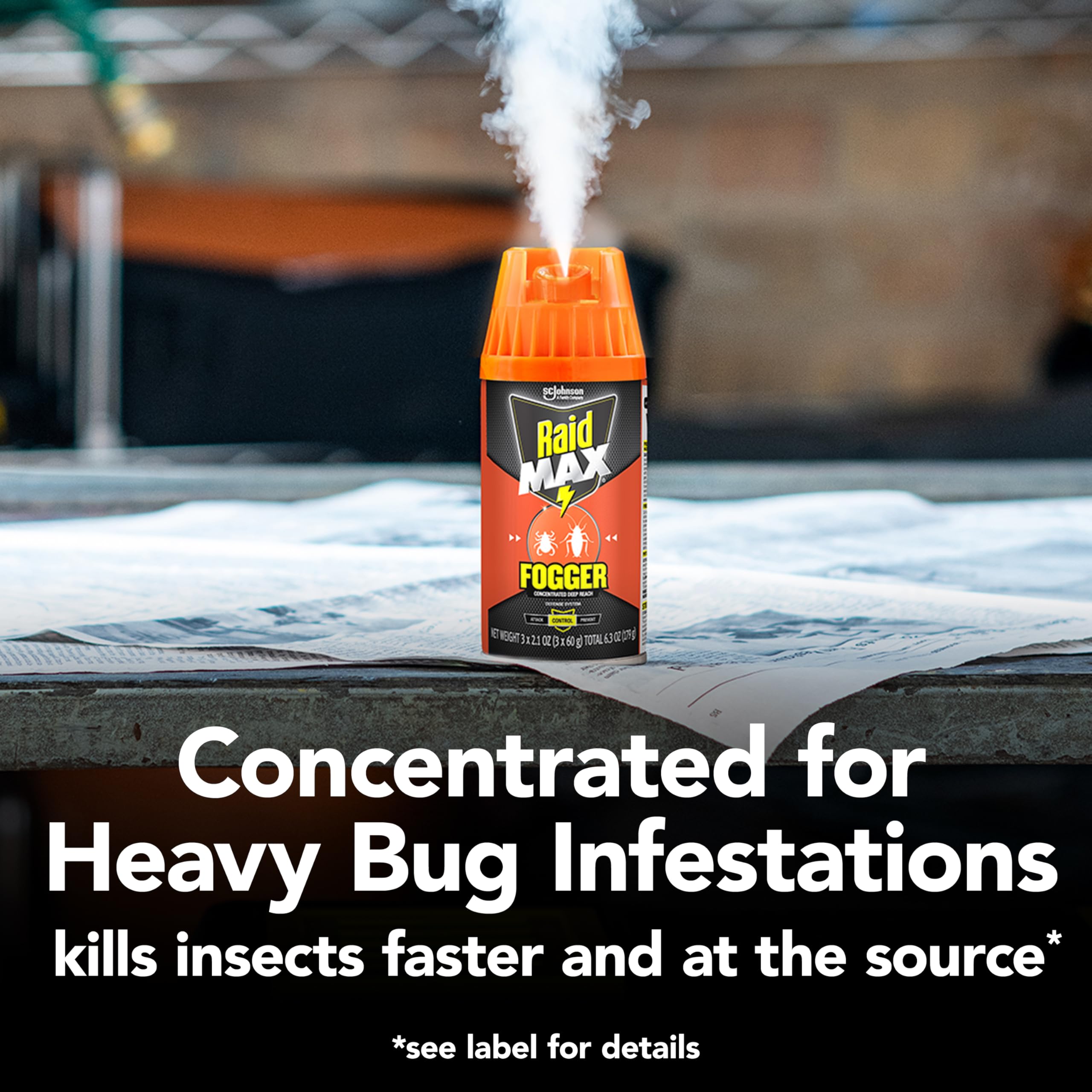 Raid niebla en uso penetrando esquinas y eliminando insectos