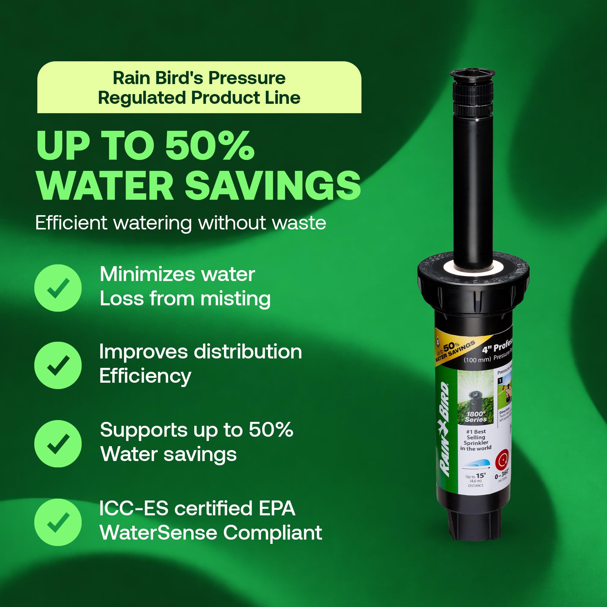 Rain Bird primer plano de boquilla dual ajustable, cobertura cercana mejorada