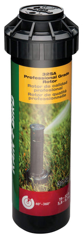 Rain Bird boquilla Rain Curtain detalle que demuestra gotas grandes y resistencia al viento