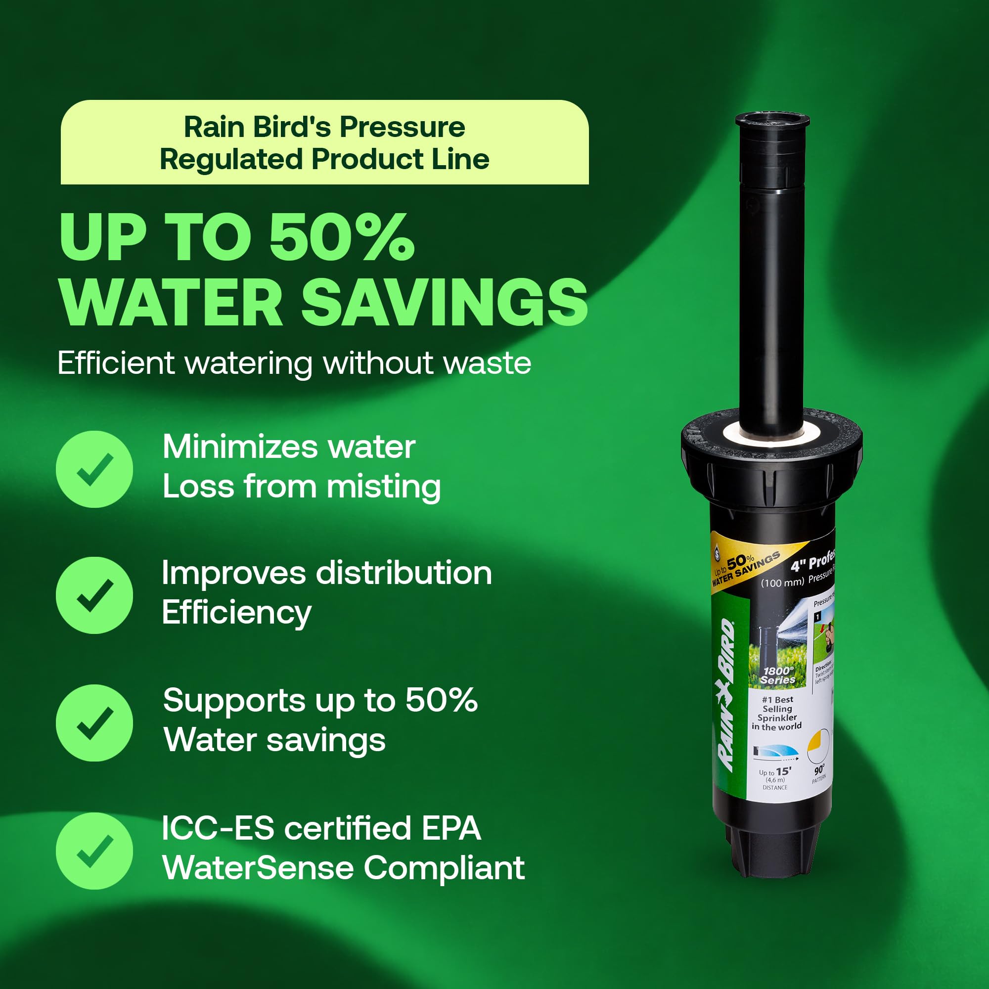 Rain Bird detalle de boquilla dual que mejora cobertura en esquinas