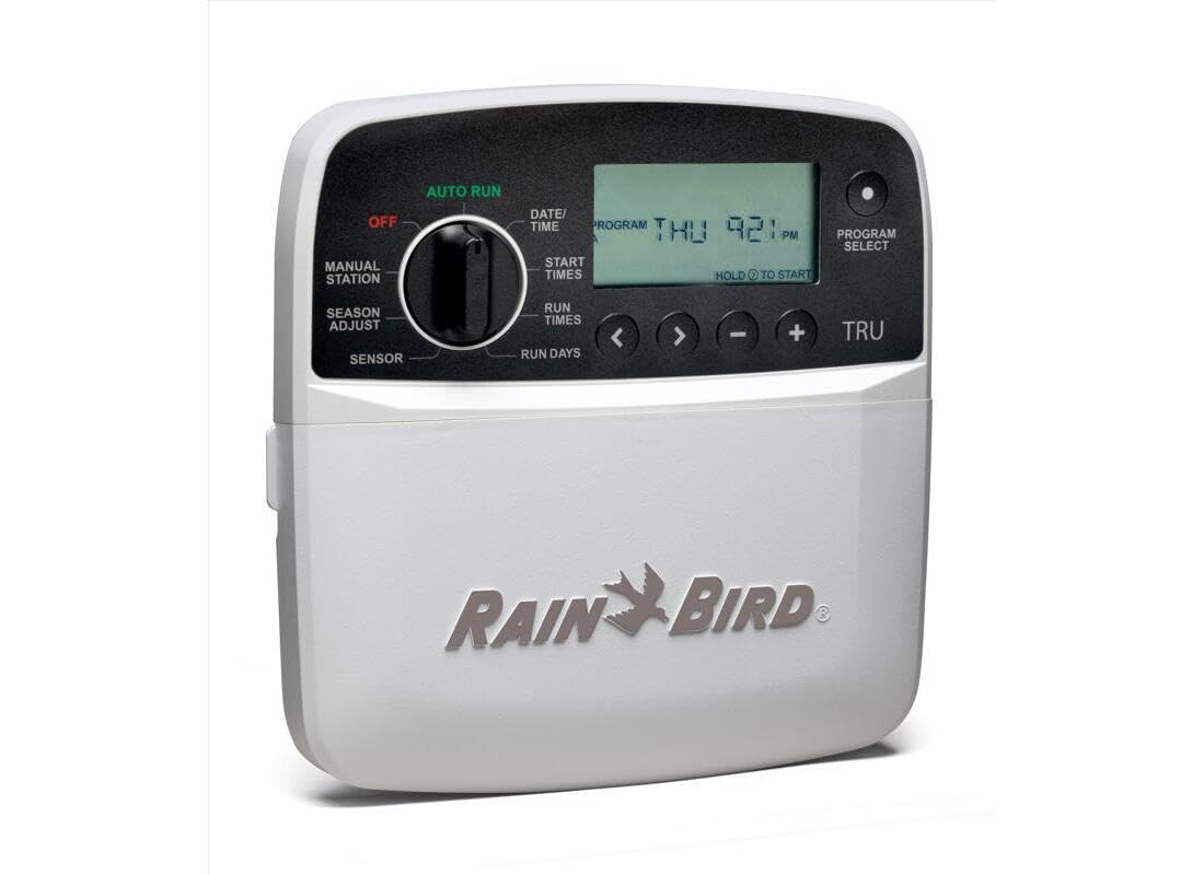 Rain Bird tru4i instalado en cuadro interior controlando zonas de riego