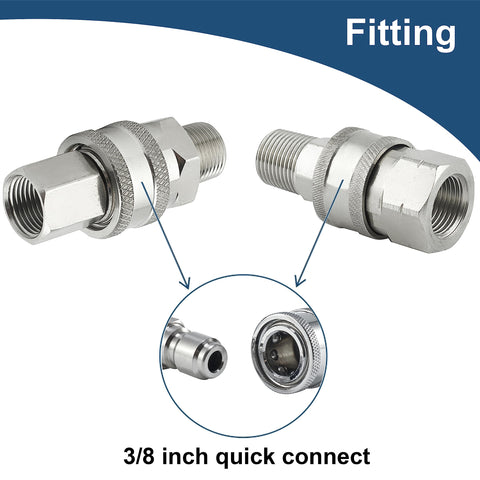 Raincovo detalle del acople quick connect 3/8" que facilita cambios rápidos y seguros