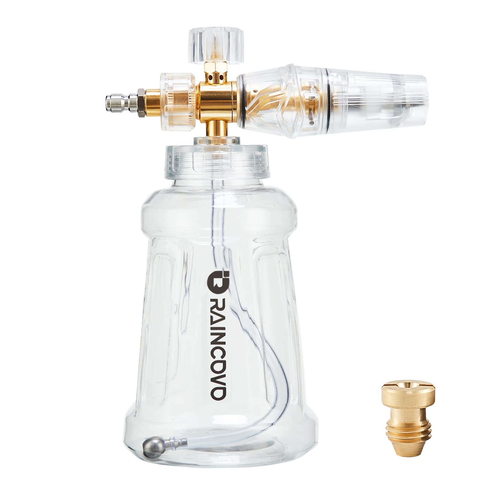 Raincovo frontal con botella 1L mostrando capacidad y diseño ergonómico