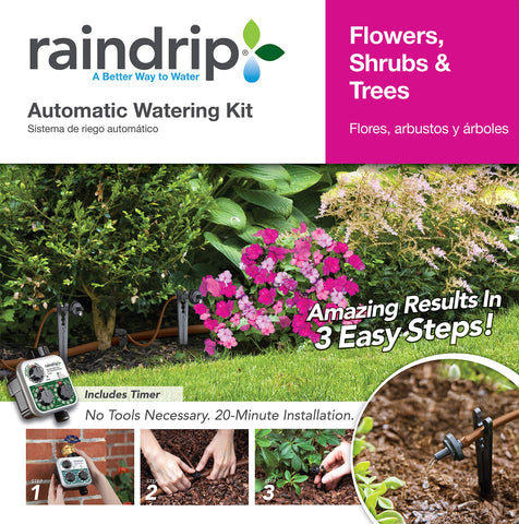 Raindrip Clamp N Pierce con gotero 2 GPH en maceta para riego localizado