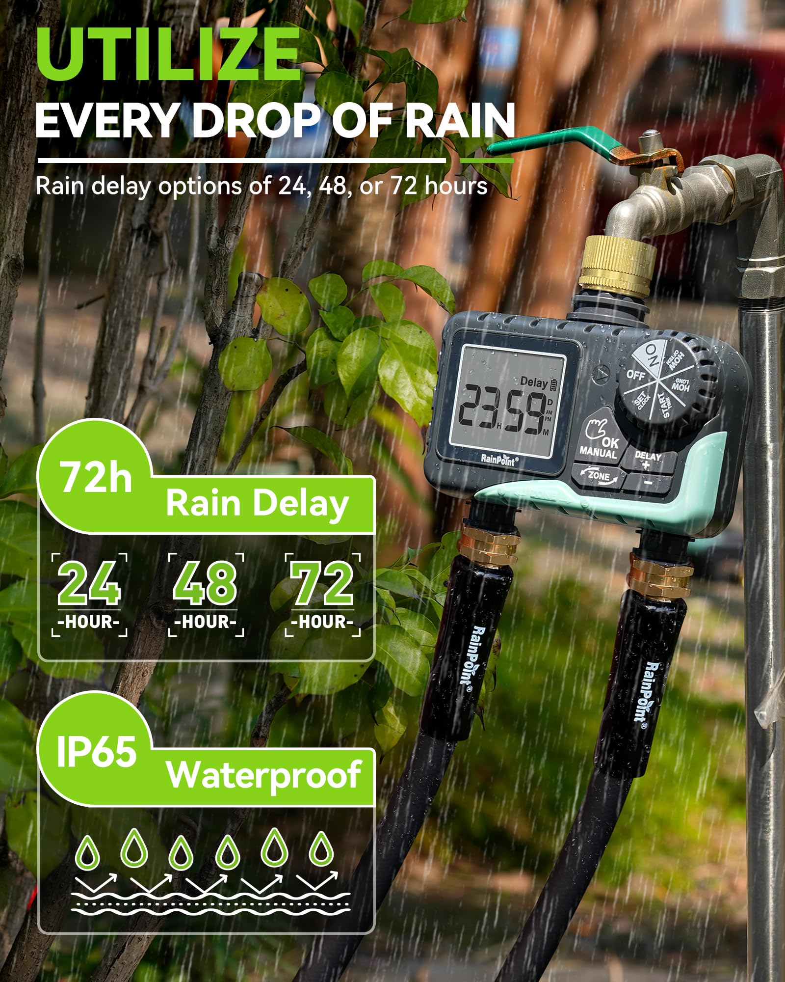 RAINPOINT corte interno del diafragma autolimpiante para mayor durabilidad