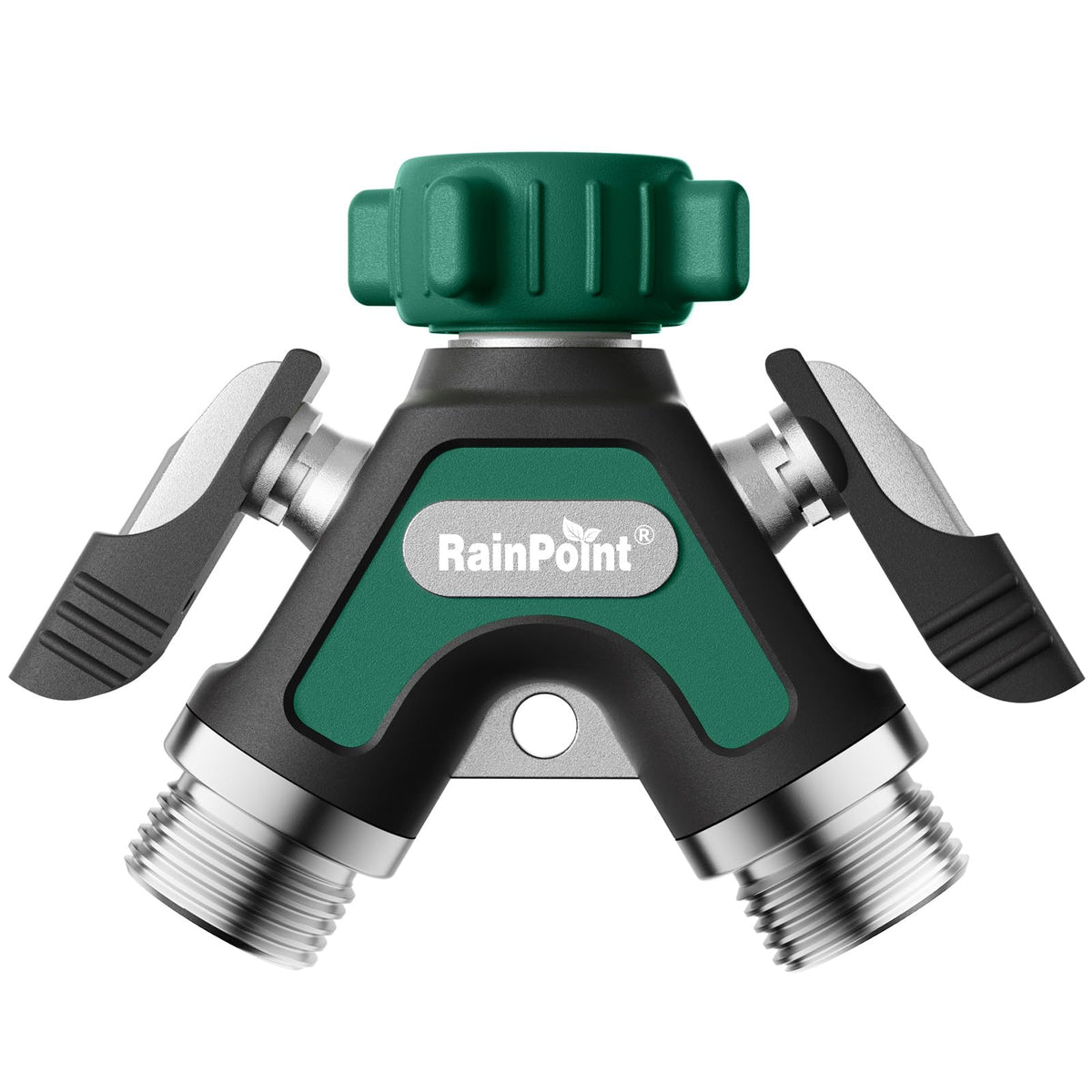 RAINPOINT frente del conector metálico mostrando solidez y ajuste seguro