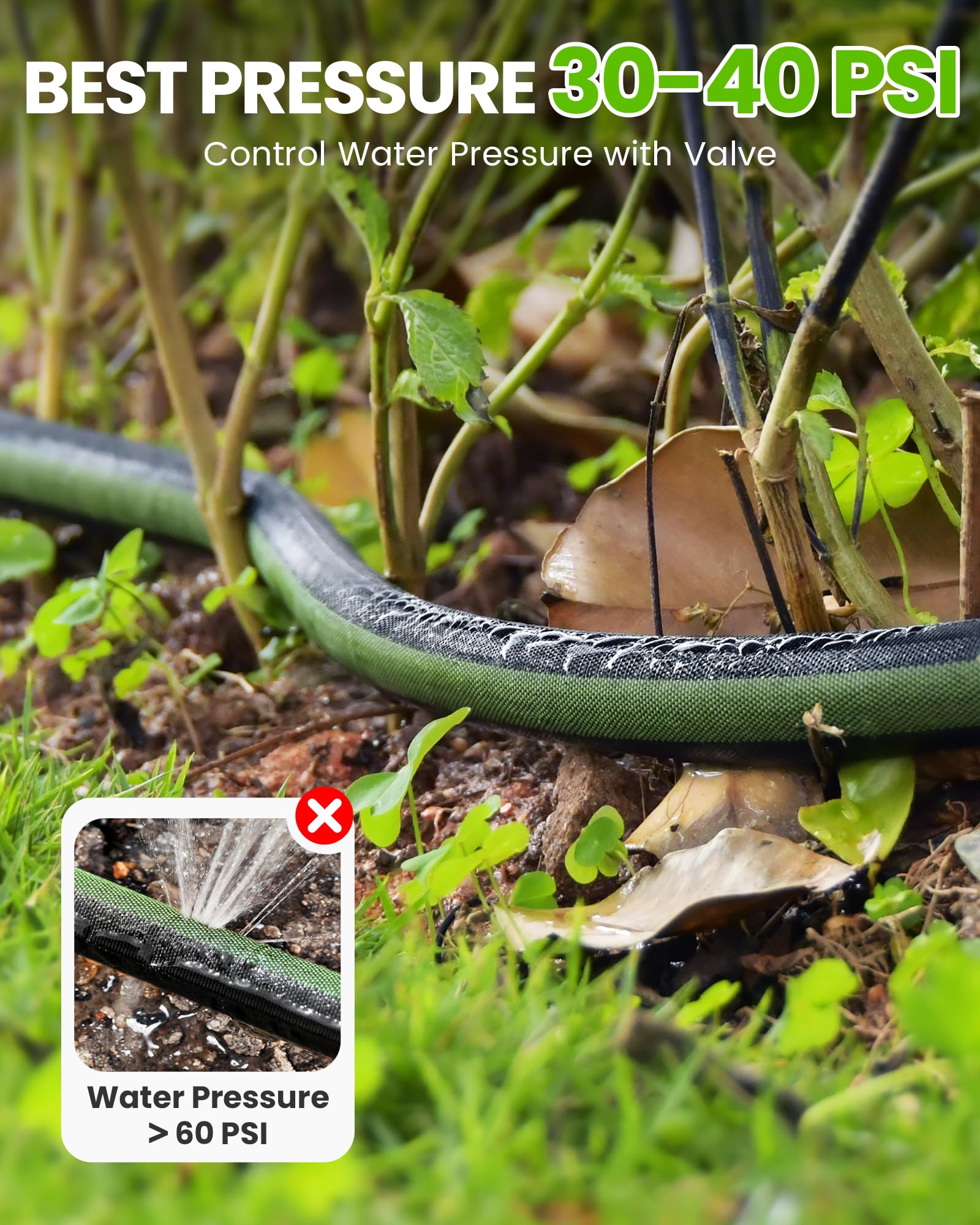 RAINPOINT manguera parcialmente enterrada bajo mulch para riego discreto
