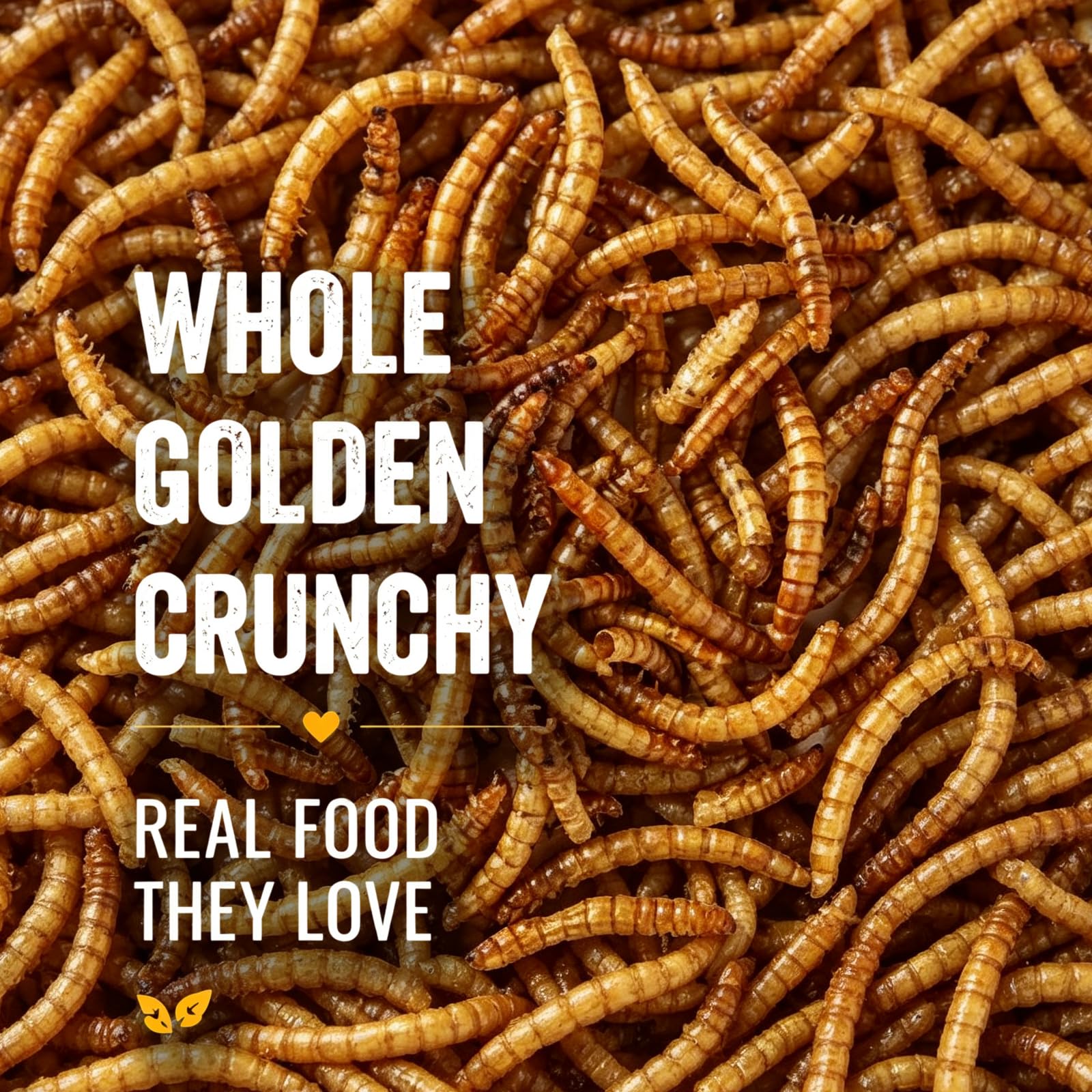 RANZ primer plano textura de mealworms mostrando producto natural y crujiente