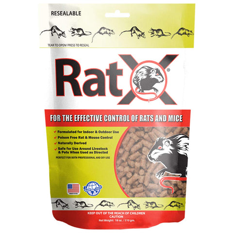 RatX envase frontal 18 oz mostrando el diseño y uso seguro