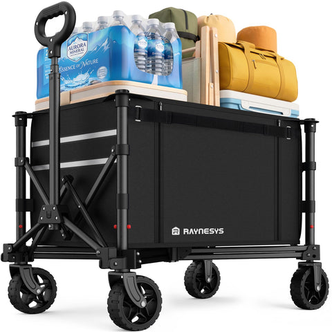 Raynesys vista frontal del carrito plegable, carga organizada y transporte fácil