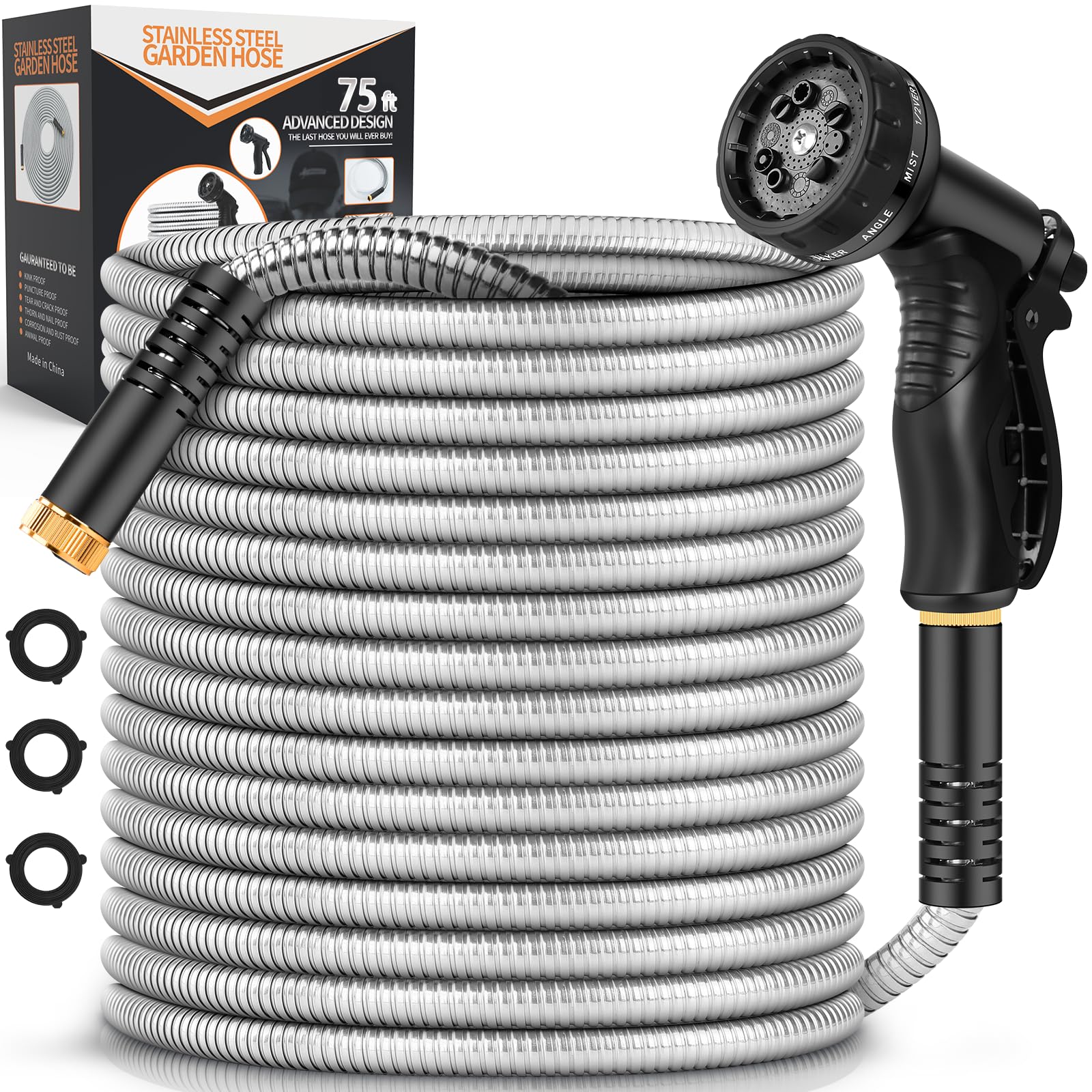 Rcfunkid manguera frontal 75FT mostrando longitud y acabado robusto