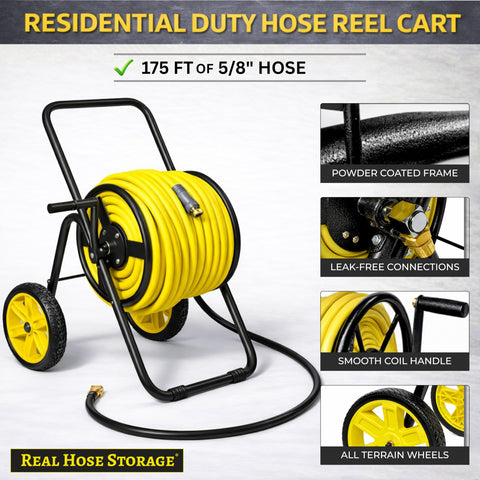 Real Hose Storage detalle del recubrimiento en polvo del acero para mayor resistencia
