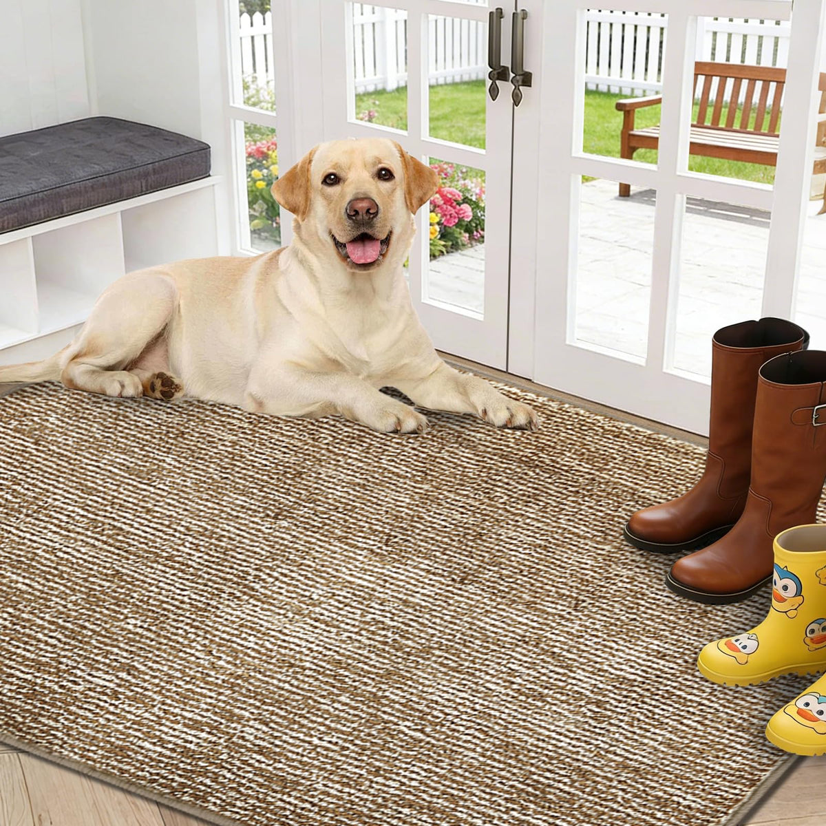REFETONE felpudo frontal color café protege suelos y atrapa suciedad