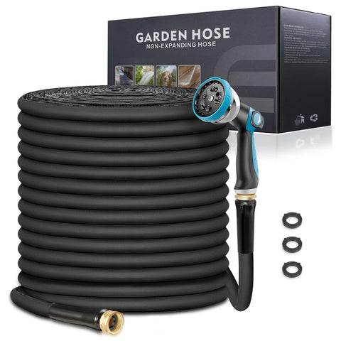Relxitl manguera frontal empaquetado mostrando longitud 100ft y uso doméstico