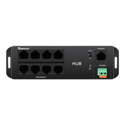 Renogy hub RJ45 frontal que centraliza dispositivos y simplifica monitorización