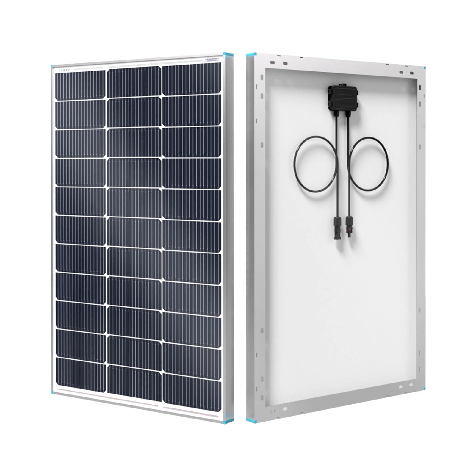 Renogy panel frontal 100W mostrando diseño compacto y alto rendimiento
