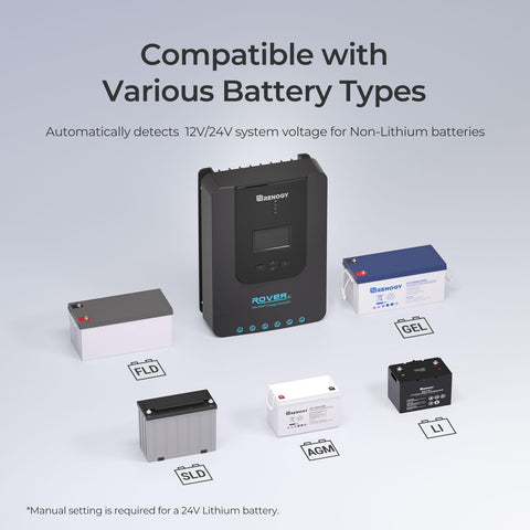 Renogy Rover etiqueta con especificaciones para ver compatibilidades