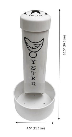 Revolutionary Chicken cubeta con detalle de dispensado para facilidad de uso