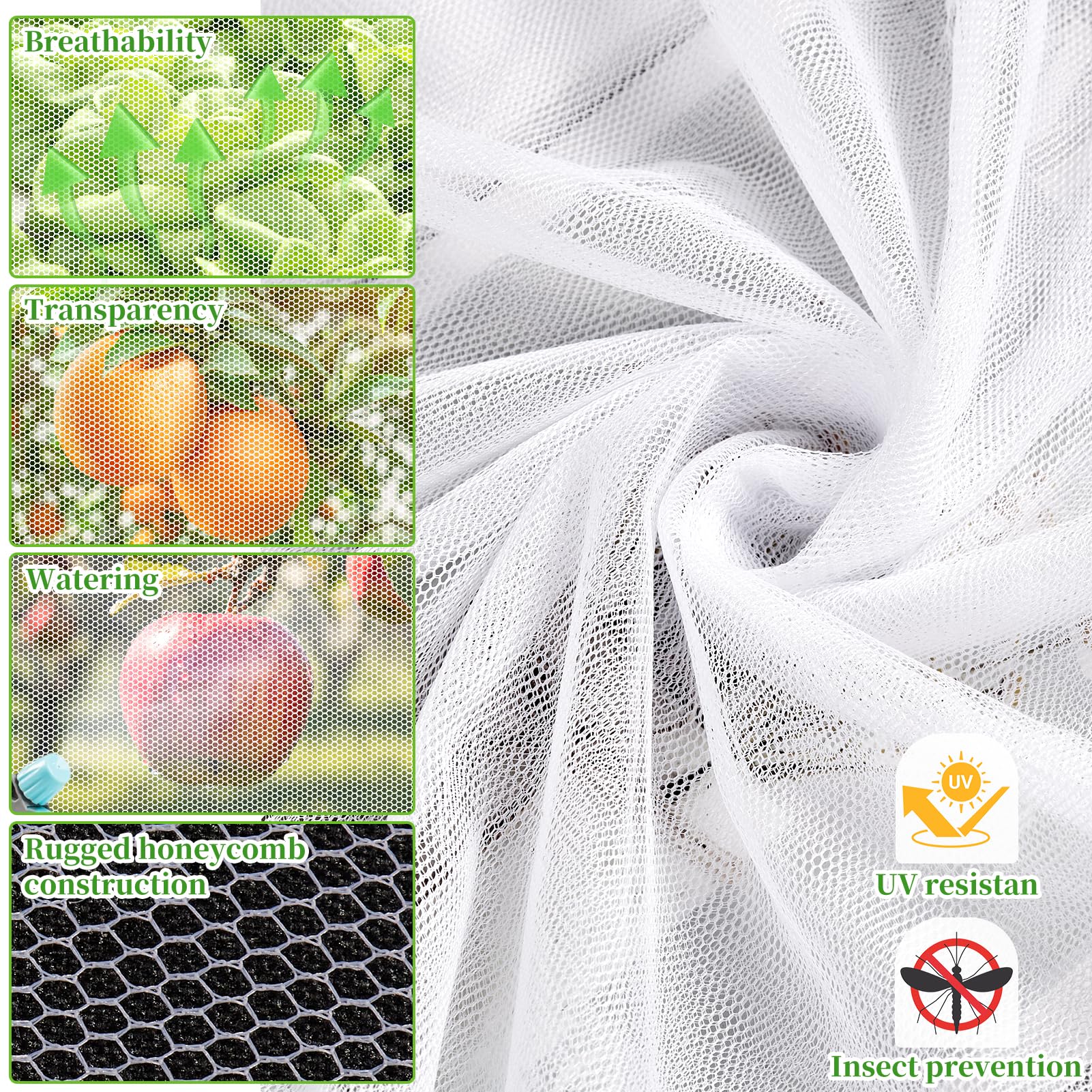 RGQSUN malla instalada sobre bancal protegiendo plantas y frutos