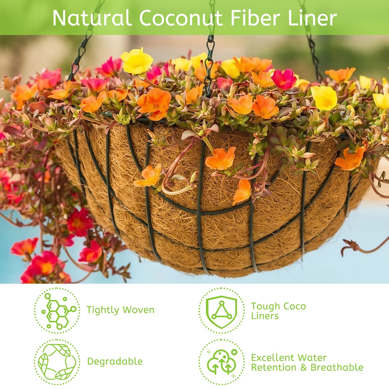 Riare detalle de textura de fibra de coco, grosor resistente para macetas