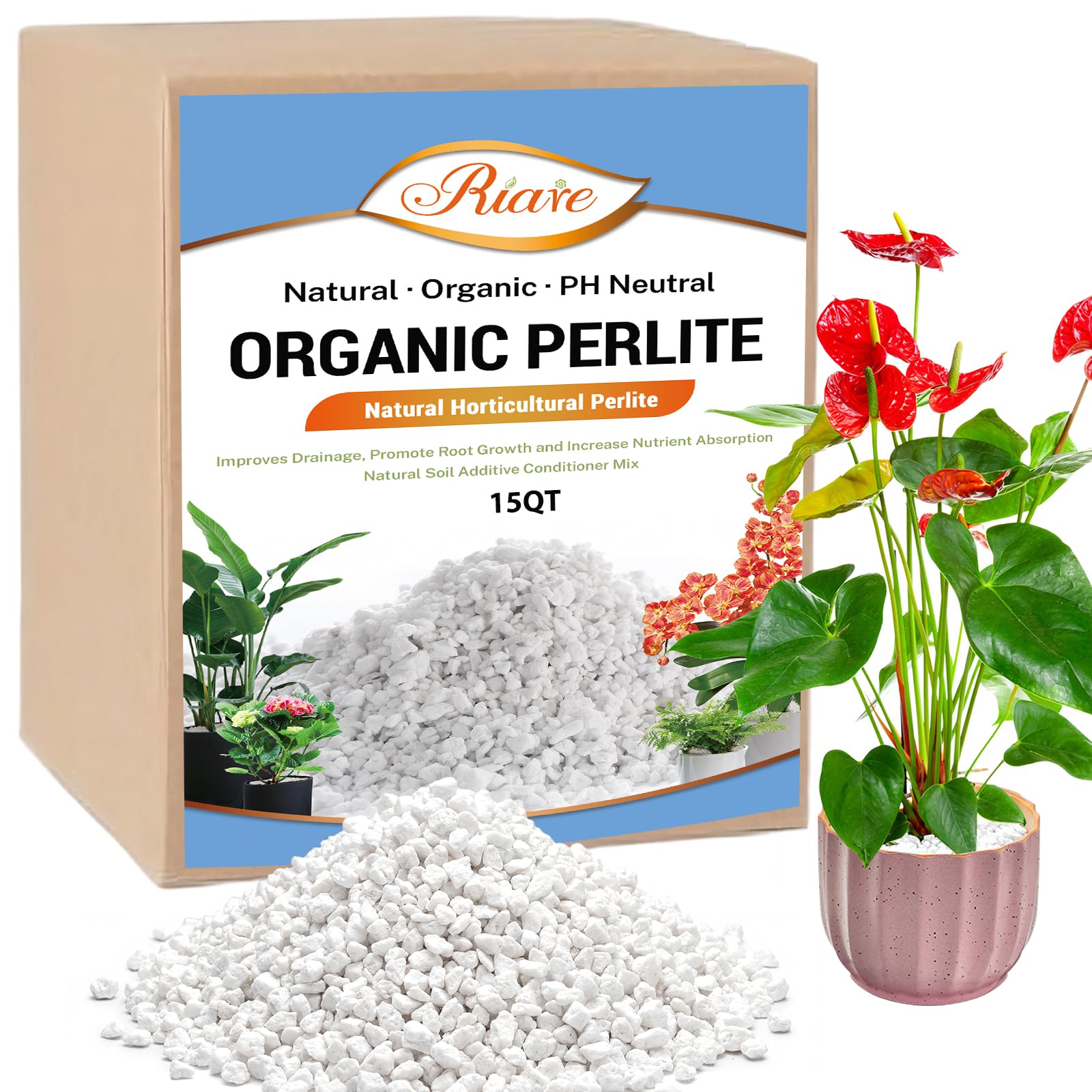 Riare empaque frontal mostrando 15QT y beneficio de drenaje mejorado