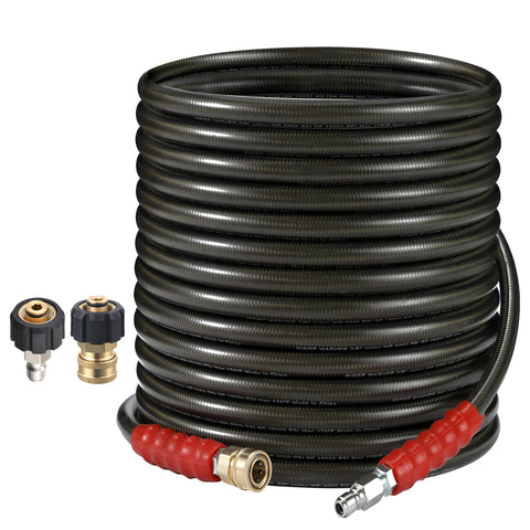RIDGE WASHER manguera frontal enrollada mostrando longitud y robustez