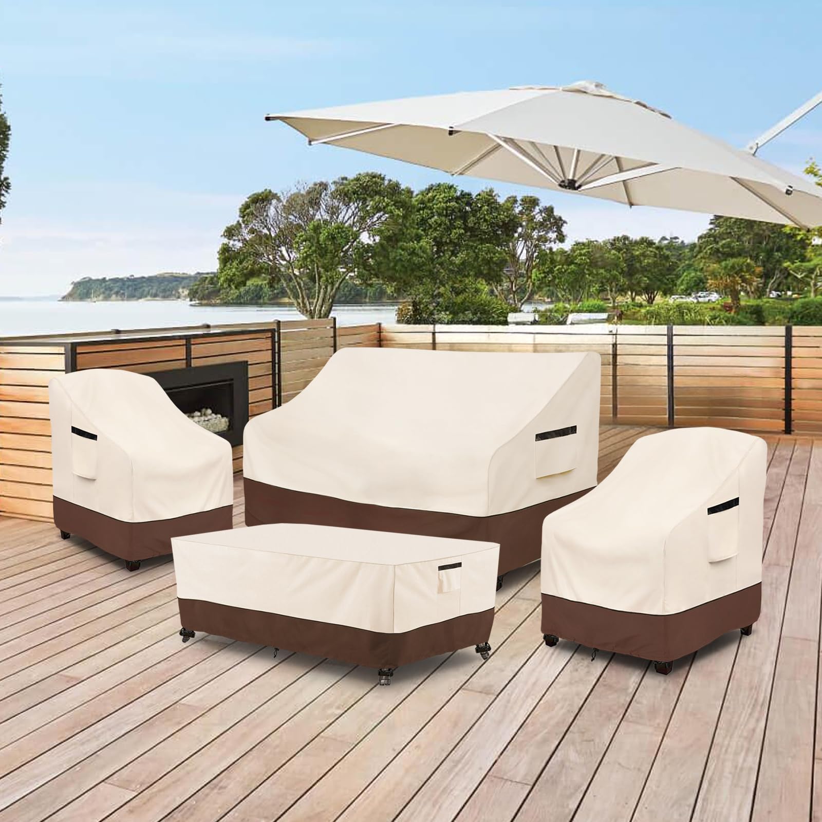 Rileytee ambiente patio beige marron apariencia elegante y protegida