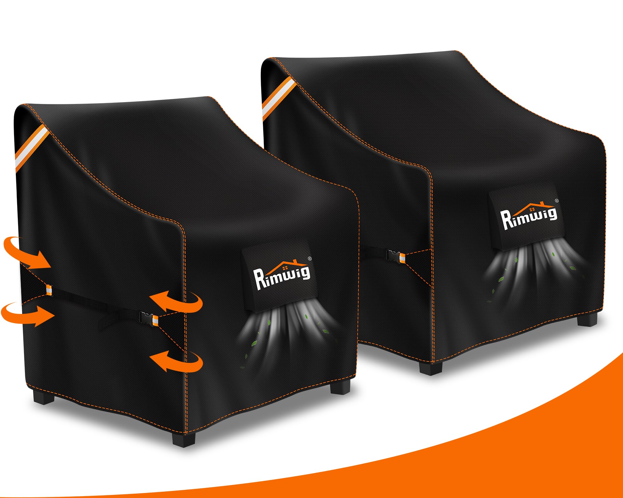 Rimwig frontal de las fundas para dos sillones mostrando protección completa