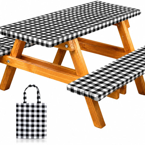 RNOONY vista frontal de la funda de mesa con cuadro negro, aspecto elegante y protección