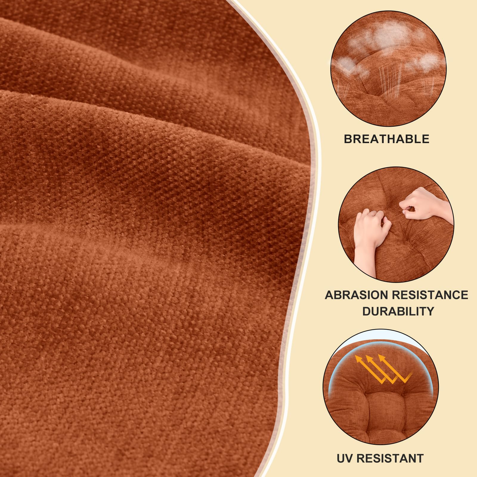 ROFIEJOX textura chenille en primer plano, tacto suave y transpirabilidad visible