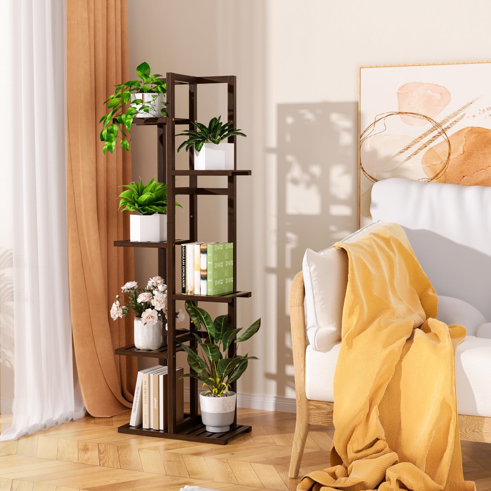 ROMGUAR CRAFT estantería en uso en salón organizando plantas y libros