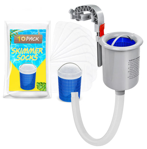 ROMIVO skimmer frontal montado en piscina mostrando extracción eficiente de hojas