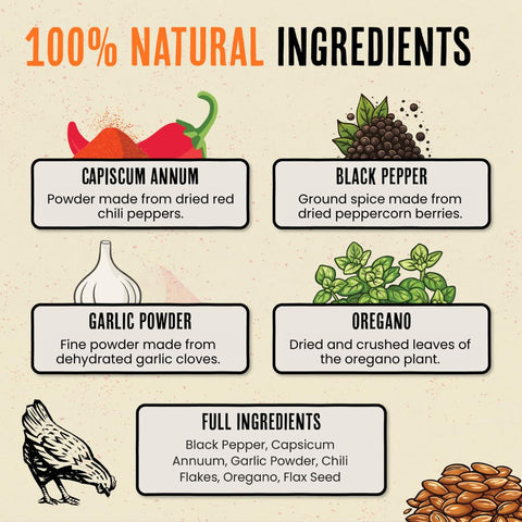 Roosty's etiqueta con ingredientes y modo de uso visible para confianza