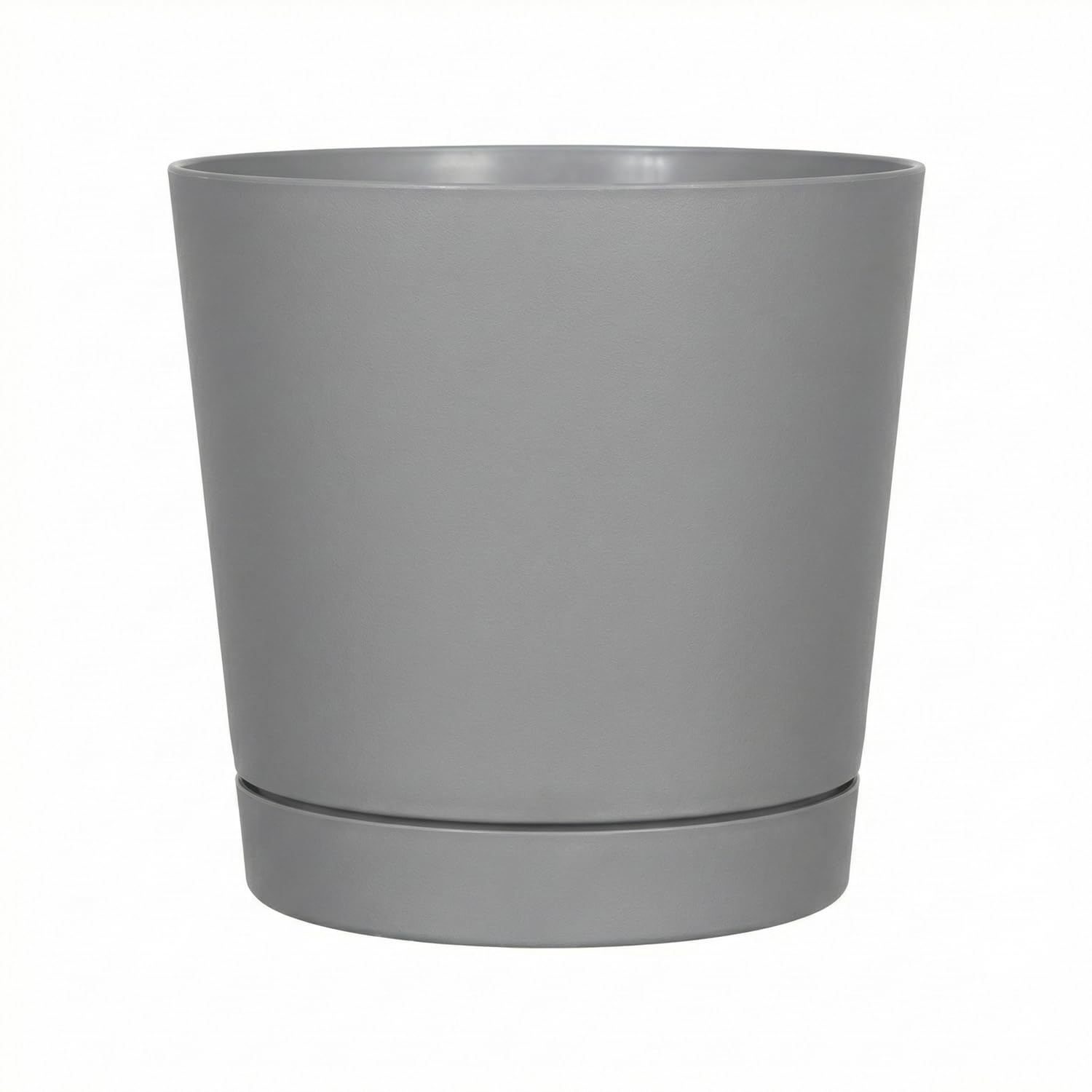 Root & Vessel maceta frontal 12" gris brillante mostrando diseño moderno y protección