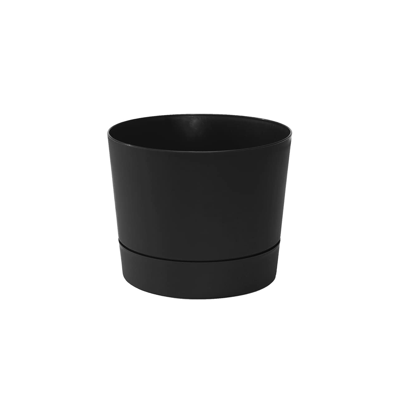 Root & Vessel maceta frontal mate negra mostrando forma cilíndrica y elegancia