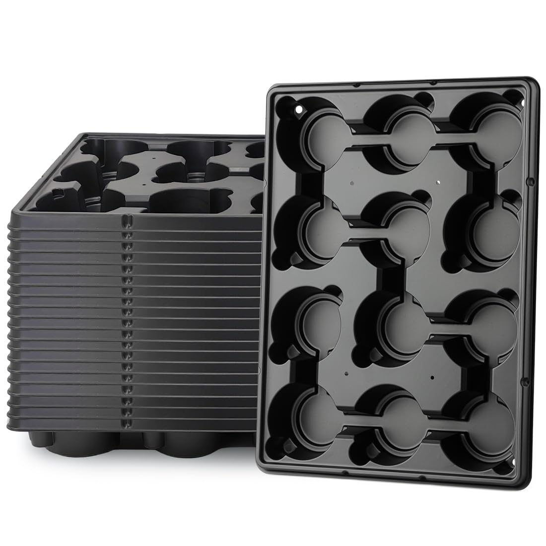RooTrimmer bandeja frontal mostrando 12 celdas y ajuste para macetas 4"