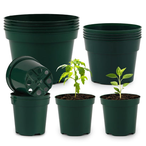 RooTrimmer pack frontal de 15 macetas verdes mostrando variedad y ahorro