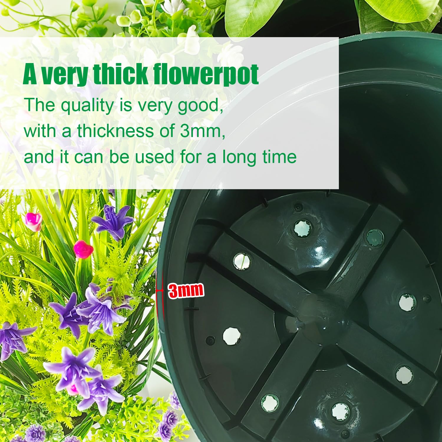 RooTrimmer maceta plantada con hierbas demostrando uso práctico